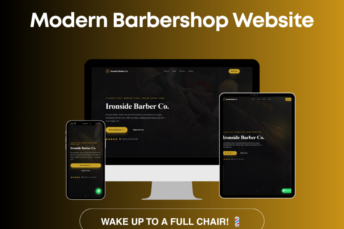 Premium Barber Website with Online Booking System